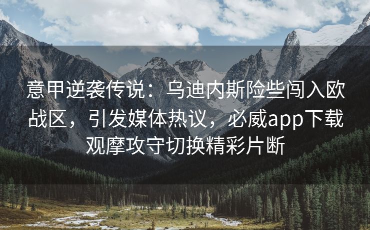 意甲逆袭传说：乌迪内斯险些闯入欧战区，引发媒体热议，必威app下载观摩攻守切换精彩片断  第2张