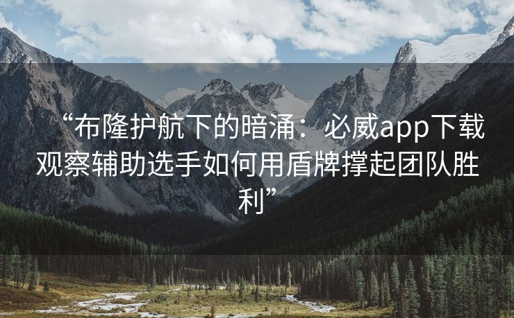 “布隆护航下的暗涌：必威app下载观察辅助选手如何用盾牌撑起团队胜利”