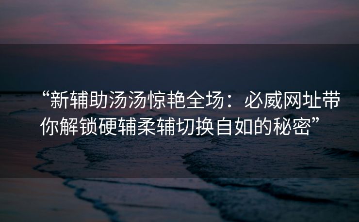 “新辅助汤汤惊艳全场：必威网址带你解锁硬辅柔辅切换自如的秘密”  第2张
