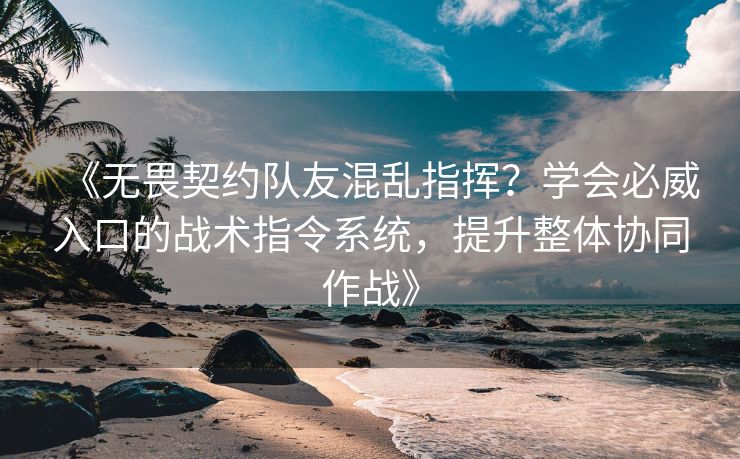《无畏契约队友混乱指挥？学会必威入口的战术指令系统，提升整体协同作战》  第2张